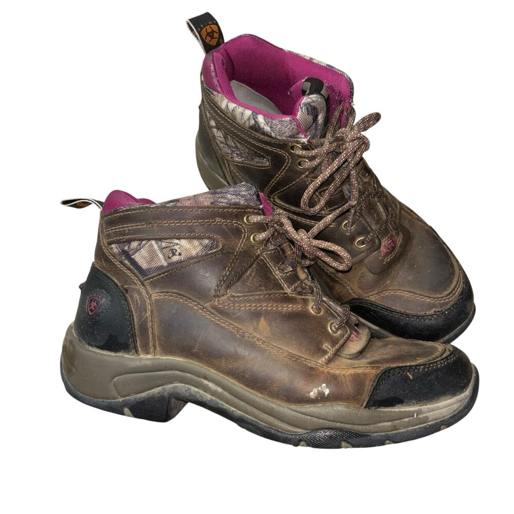Ariat Brown Camo Women’s Lace Up Boots Women’s 9 Workboot Casual Hunting Trail